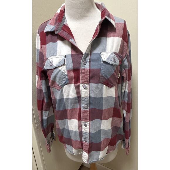 Vans Women's Red Plaid Long Sleeve Pocket Button Up Flannel Shirt - Size Small - Picture 1 of 5